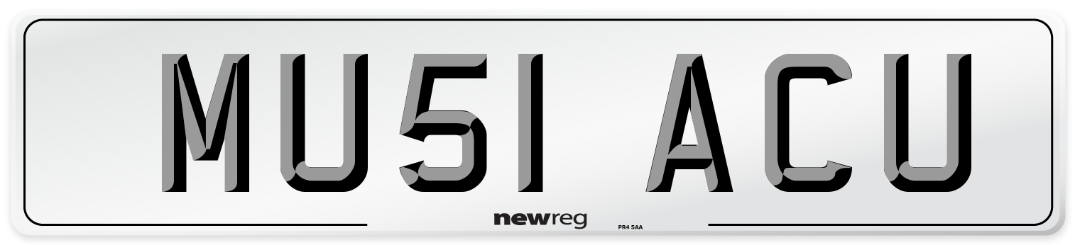 MU51 ACU Number Plate from New Reg
